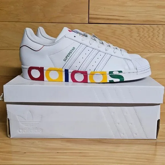 Adidas Superstar Olympic Pack White Blue Red Mens Shoe Sneaker FY1147 - Picture 14 of 14